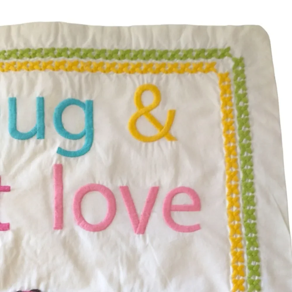 Pottery Barn Teen Tree Hug Planet Love Pillow Cover Organic Cotton Embroidered‎